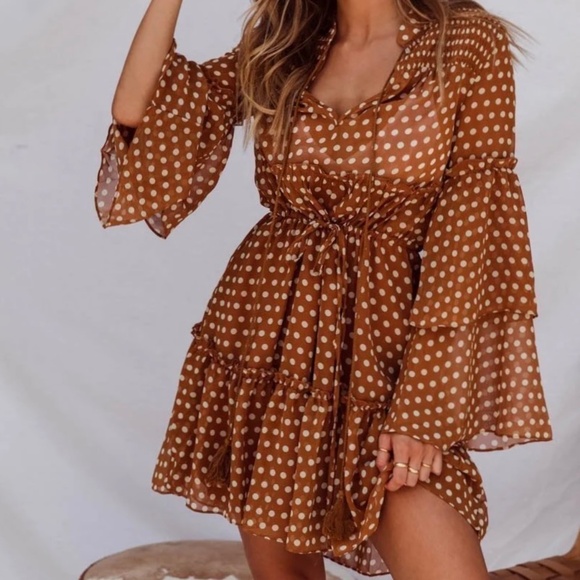 SNDYS | Connie Polka Dot Dress with Tie Neck | L - Picture 6 of 12